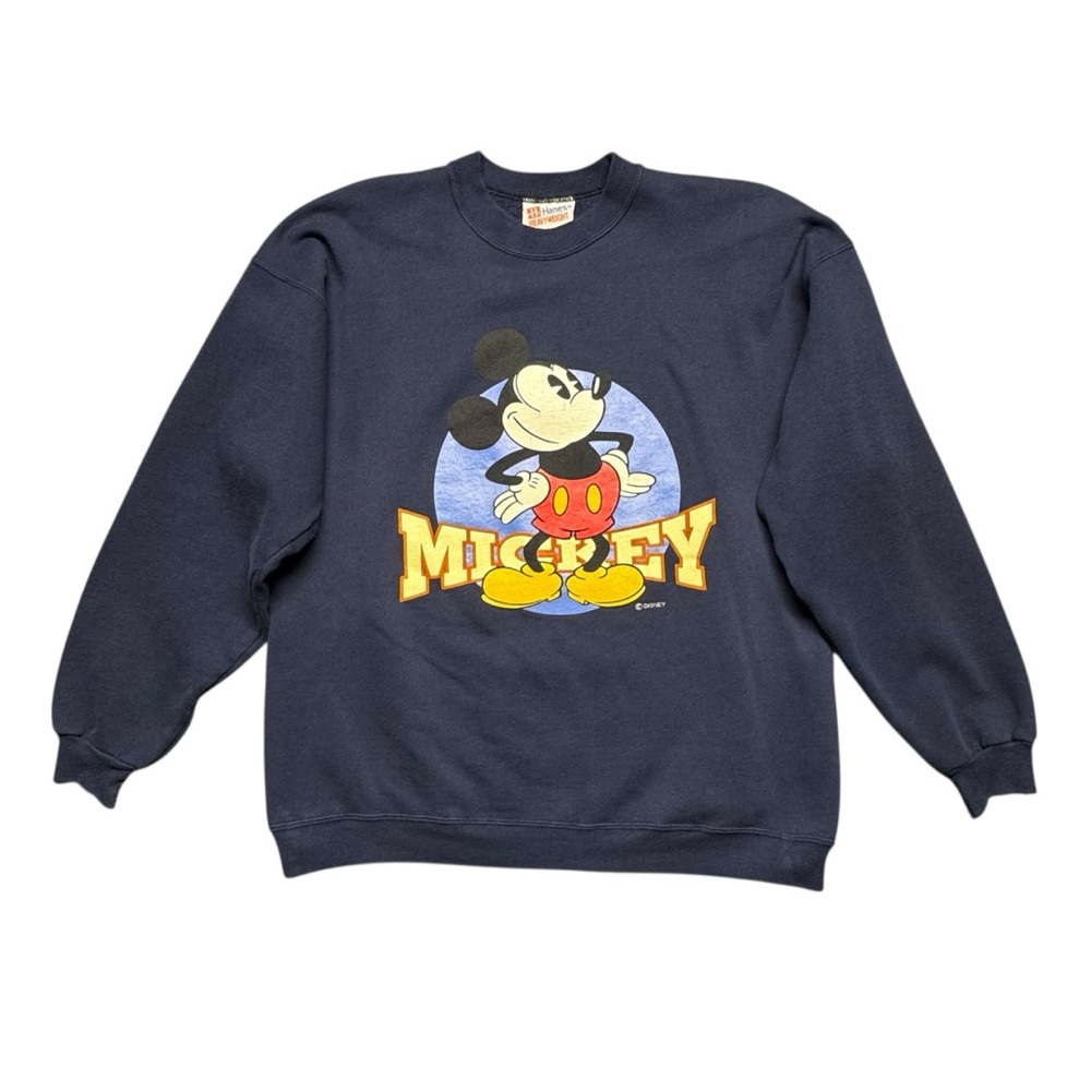 Vintage 90s Disney Mickey Mouse Hanes Heavyweight Sweatshirt Large‎ Made in USA